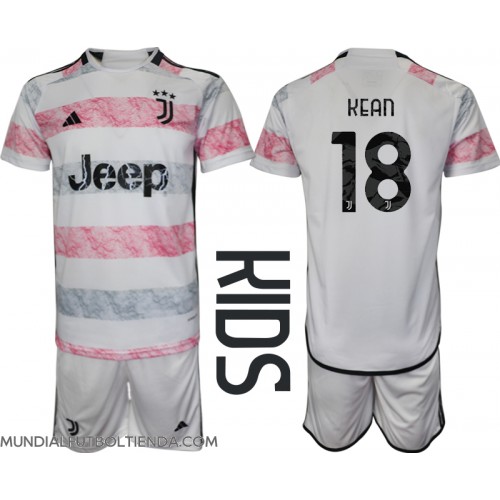 Camiseta Juventus Moise Kean #18 Segunda Equipación Replica 2023-24 para niños mangas cortas (+ Pantalones cortos)